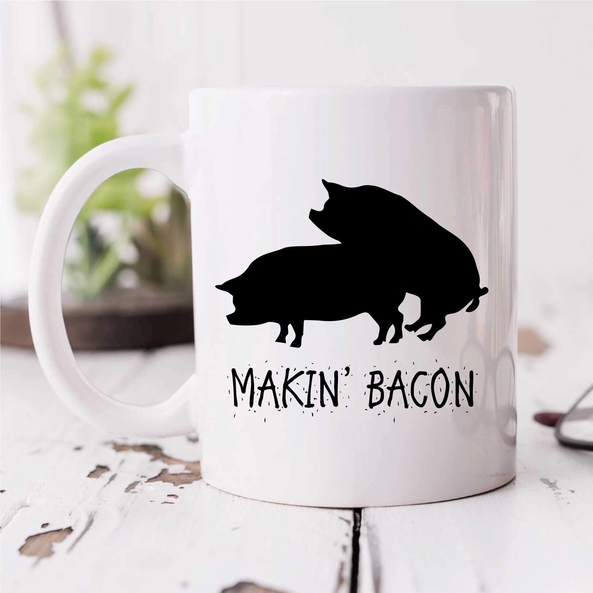 60 Second Makeover Limited Makin Bacon Mug Pig Funny Novelty Romantic Valentines Cup Ceramic