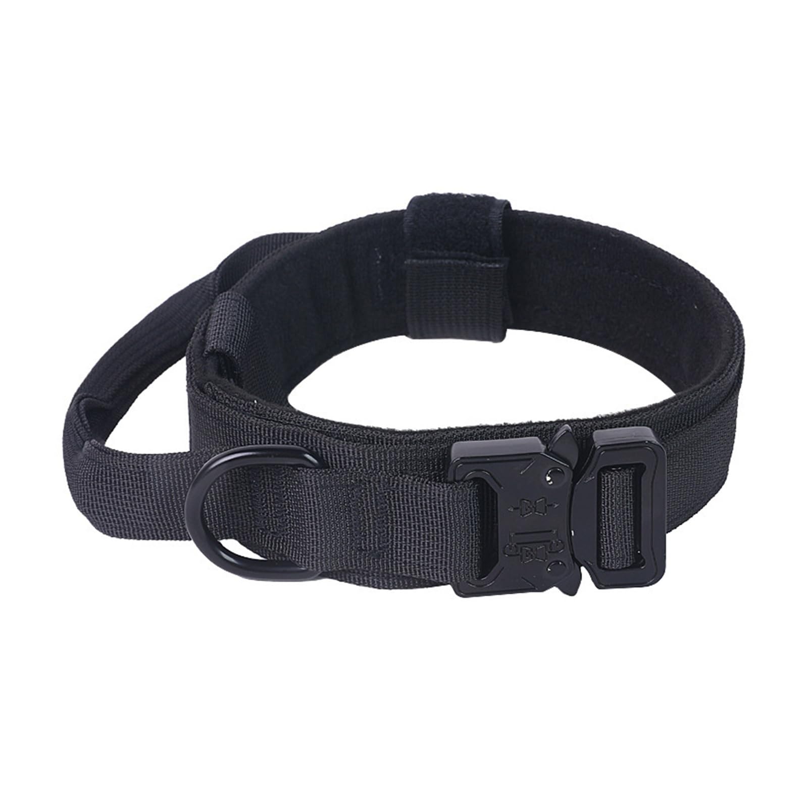 Collier tactique chien militaire en nylon robuste pour grand chien noir L avec poignée
