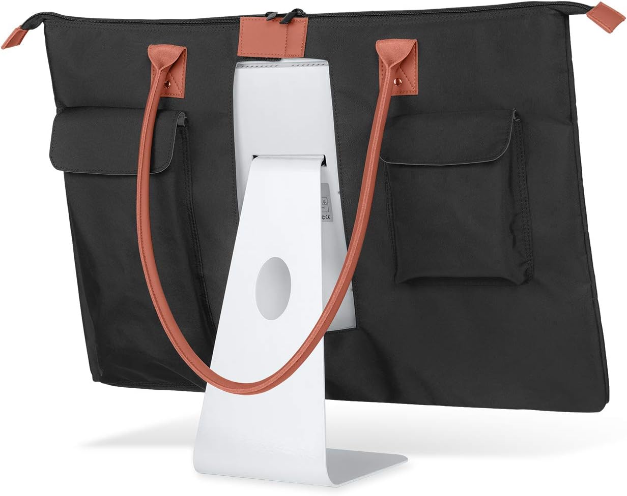 CURMIO Carrying Case Compatible with Apple 21.5" iMac Desktop Computer, Travel Tote Bag Protective Shoulder Bag with PU Leather Handle Compatible with 21.5" iMac Monitor and Accessories