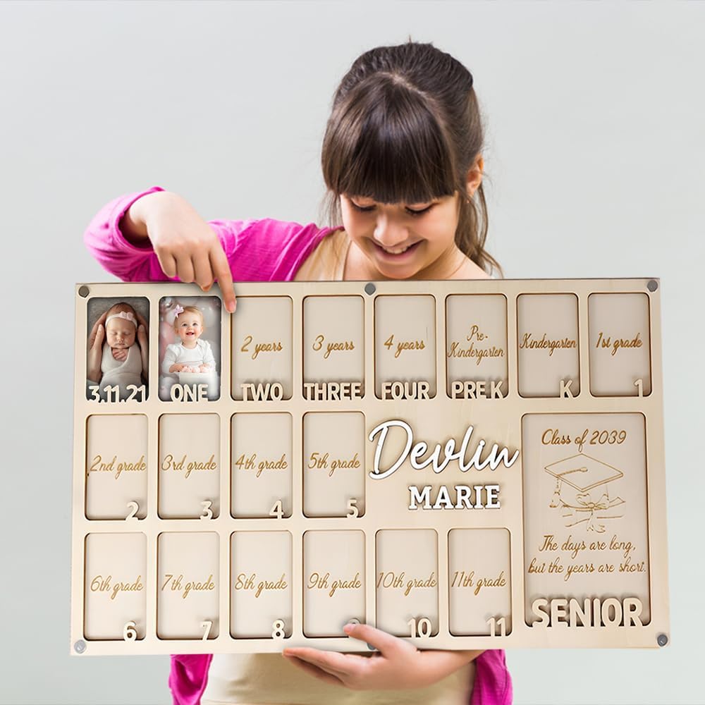 School Picture Frame Pre-K to 12, Grade School Years Photo Frame, Personalized Kindergarten To Grad School Picture Frames, School Years Wall Picture Frame K-12 Model-01