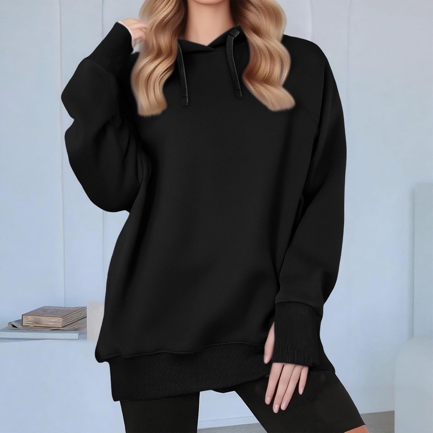 JOAU Womens Oversized Hoodies with Thumb Hole Casual Long Sleeve Pullover Sweatshirts Y2k Clothes Fall Fashion Outfits 2025 - Image 2