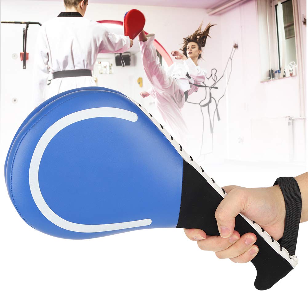BORDSTRACT Taekwondo Kick Pads, Durevole Karate Foot Kicking Target, PU Leather Double Target Blade, Striking Pads per Kickboxing Training, Arti Marziali, Boxe, Muay Thai, Hapkido(Blu)