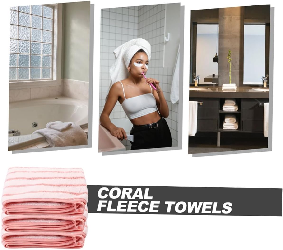 Amosfun 12pcs Spa Bath Towels Coral Fleece Washcloths Soft Absorbent Face Towels Hotel Detach No Fading Deformation