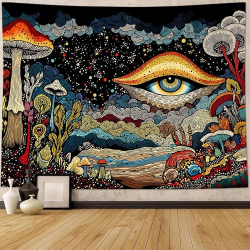 Yeoiat Tapestry Mystical Mushroom Tapestries Fantasy Gaze Tapestries Bohemian Forest Wall Tapestry Bedroom Dormitory Living Room Decoration 90"x70" by Yeoiat - Used condition - Image 3
