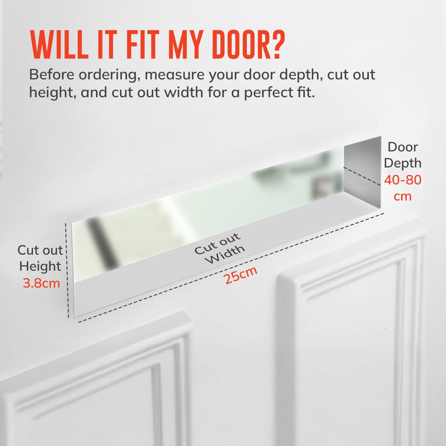 ZAVIA Letter Plate 12'' with Metal Flaps, White, For 40-80 mm Thick Doors - Image 3