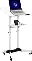 Vista 1 de VIVO Carrito móvil de atril de 24 x 16 pulgadas, carrito de acero ajustable para portátil con ruedas, blanco, CART-V03W