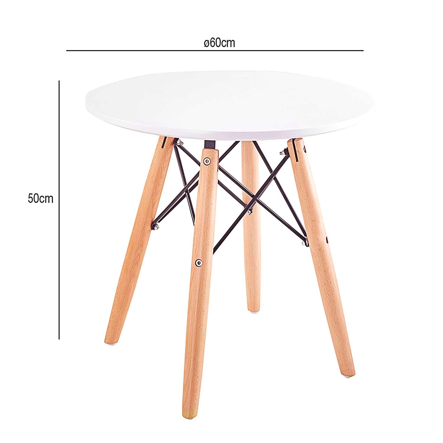 THINIA HOME Mesa Infantil de Dormitorio Redonda Blanca 50x60cm