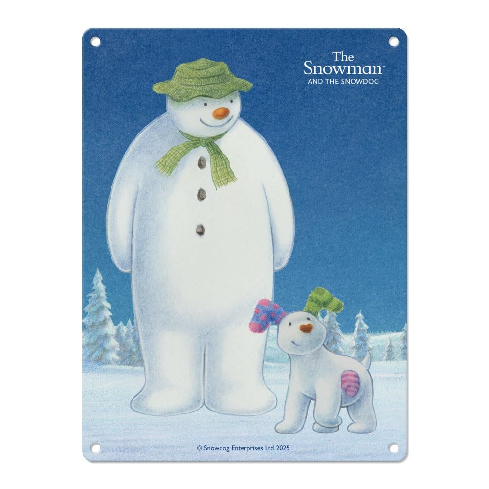 The Original Metal Sign Standing In The Snow Small (150 X 200Mm) Metal Sign - The Snowman And The Snowdog (Standing In The Snow)