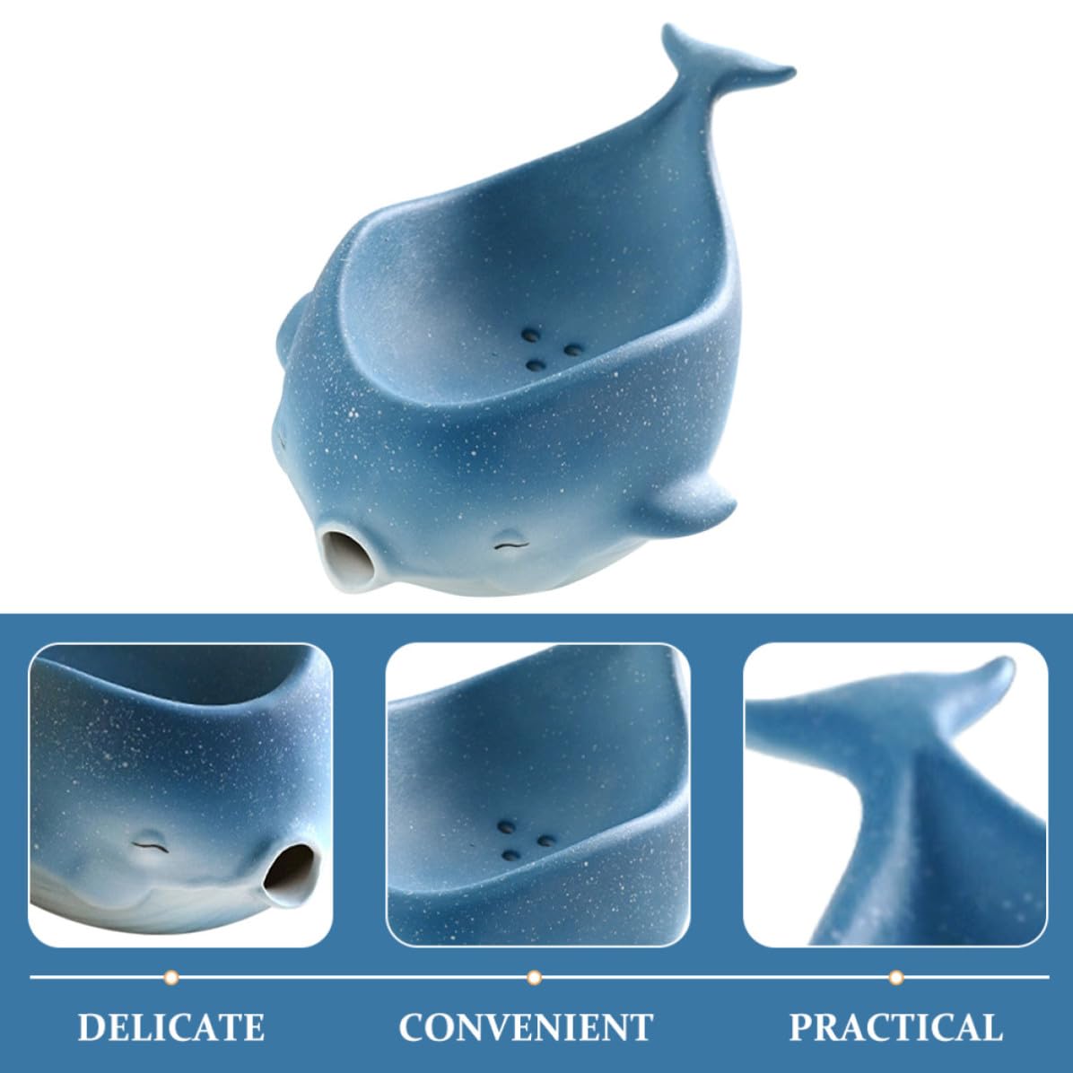 Forma de Ballena Jabonera Escurridor Automático, de Cerámica