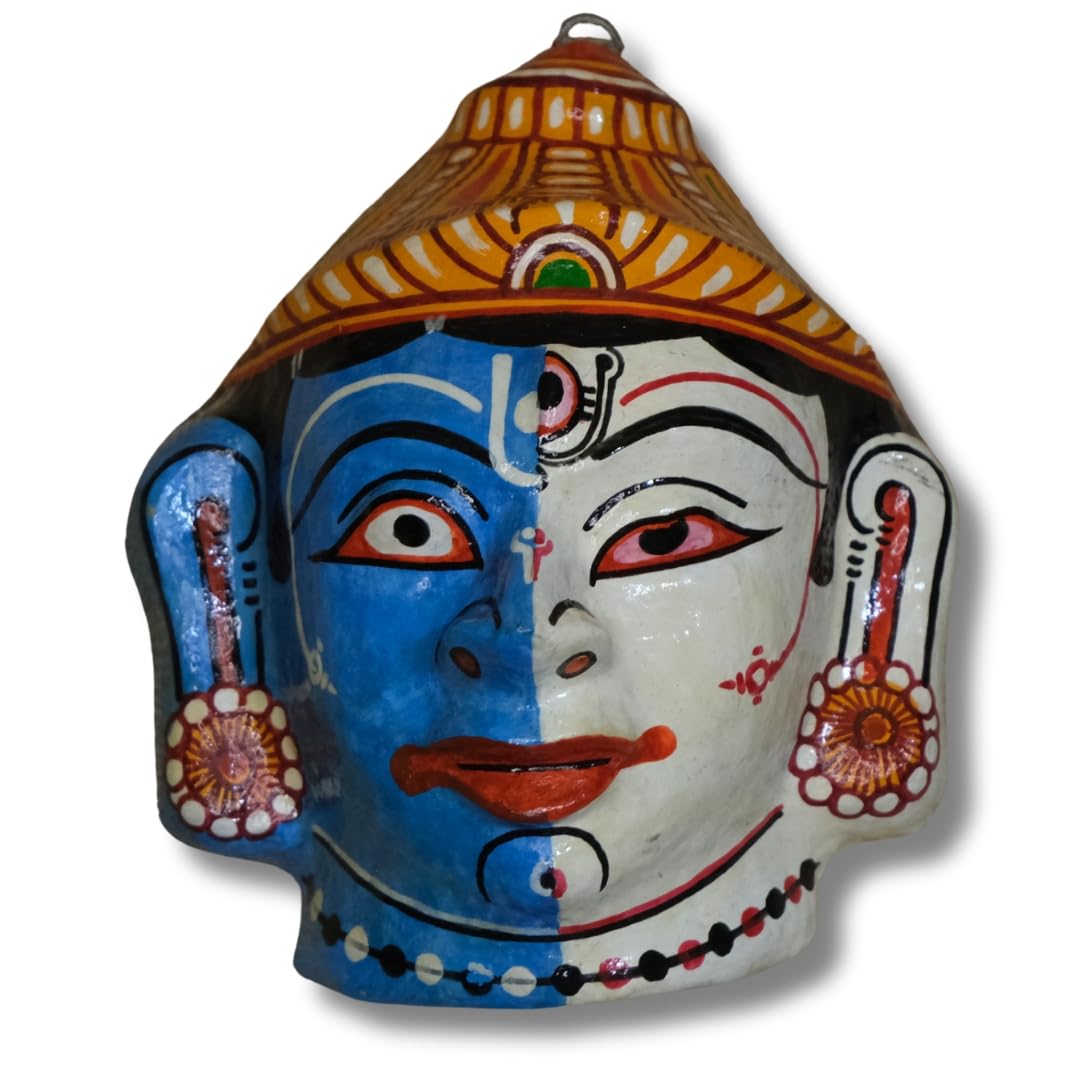 KalaKart Pattachitra Papier Mache Hari Hara Mask Wall Hanging for Home Decor | Wall Decor| Wall Hanging | Handmade | Handpainted