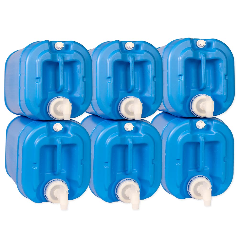Valley Food Storage 5 Gallon Stackable Water Containers (6-Pack) | 100% Food Grade, BPA-Free | Durable Indoor Outdoor Storage Large Water Jug | Camping Accessories, Survival Gear, Prepper Supplies