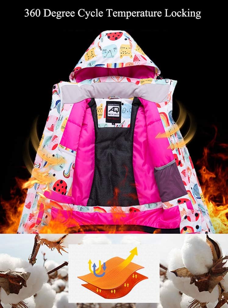 Girls/Boys Ski Snow Jackets Waterproof Windproof Ski Suits Flecce Hooded Winter Jackets Insulated