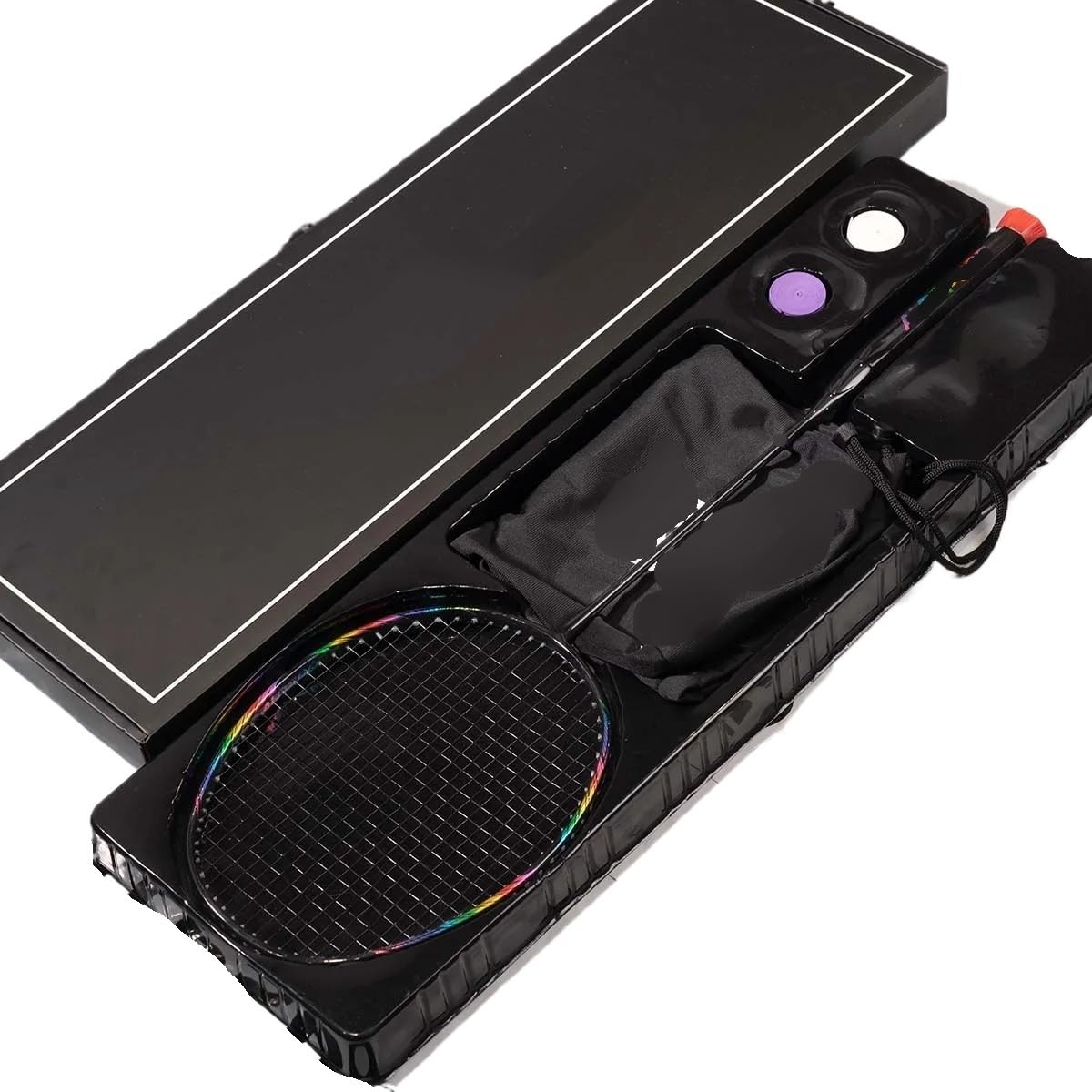 Badminton Set Raqueta de bádminton Profesional Ultraligera de Fibra de Carbono de 65 g, 8U Raquetas Badminton(1PCS Black Boxed)