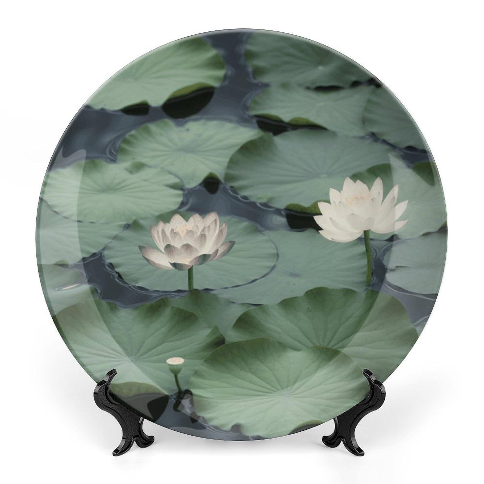 Assiette décorative en céramique lys noirs, porcelaine salon et cuisine