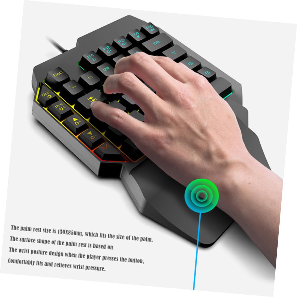 Mipcase Tastiera Gaming Retroilluminata con Mouse Nero Set Compatto in Abs Design Semplice per Videogiochi e Intrattenimento a Casa per Giovani