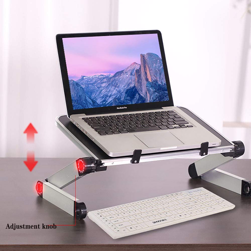 Escritorio de Portátil, Ergonómico Soporte de Portátil Mesa Bandeja Soporte de Regazo para Laptop Tablet Plegable para Cama Sofá, Negro