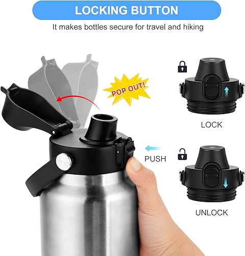 Miniatura 10 de Tapa de boquilla para botella YETI Rambler, sin BPA, tapa ideal para YETI, se adapta a botellas de 18, 26, 36, 64 onzas, tapas de repuesto con botón