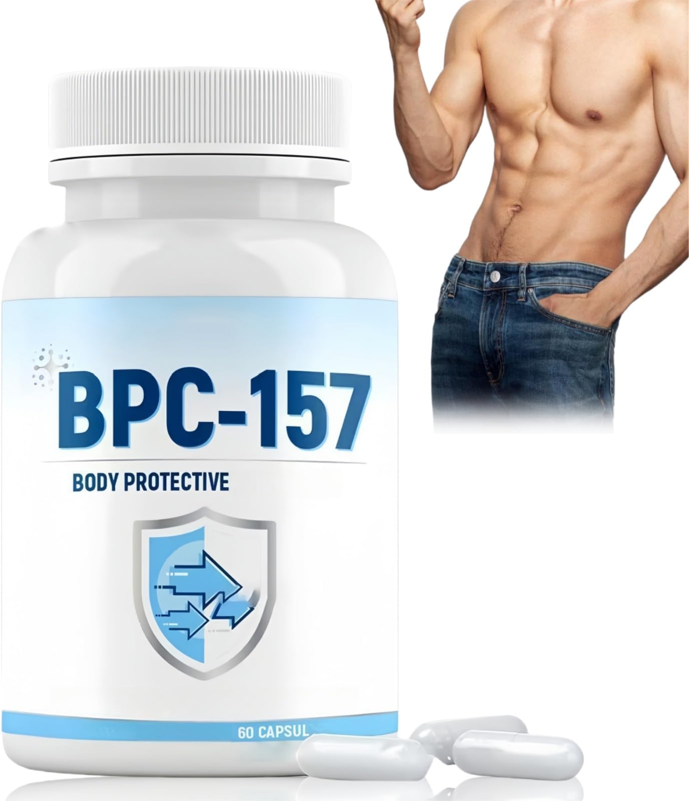 60Pcs BPC 157 Cap/sules for Man,BPC 157 Pep/Tide Cap/sules,Men Multivi/tamin and Minerals,Adult Gum/mies Multivi/tamins,Boostup for Men,Energy Tab/Lets for Tiredness,Muscle&Workout Reco/Very