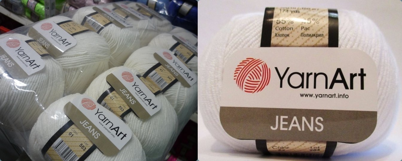 YarnArt El Örgü İpi JEANS, 01, 10x50 gr
