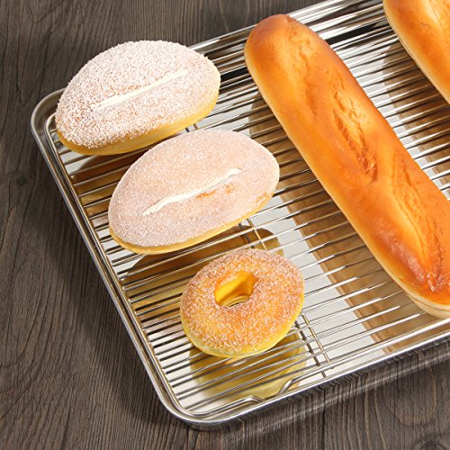 Bastwe Cookie Sheet And Cooling Rack Set, 16 Inch Stainless Steel Baking Pan With A Rack, Professional Bakeware, Healthy & Non-Toxic & Rustproof & Easy Clean & Dishwasher Safe #TOP6