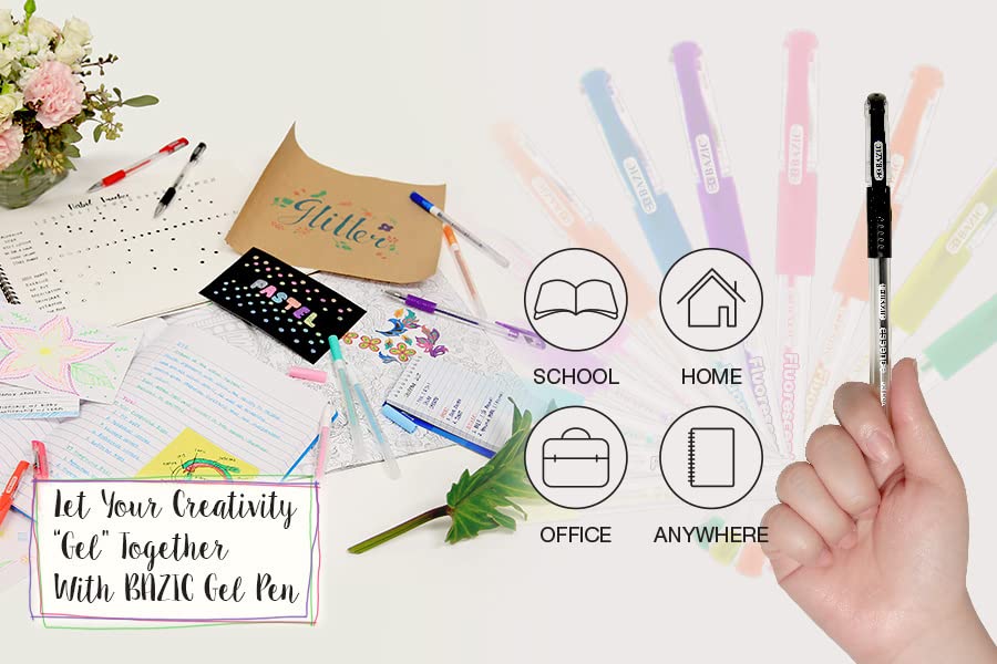 BAZIC Essence Asst Color Gel-Pen with Cushion Grip 6 Per Pack 1734-12P — view 4