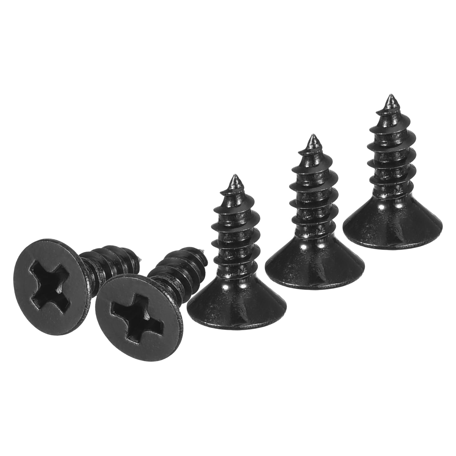 DTGN 100Pcs #6x3/8" Flat Head Wood Screws, 304 Stainless Steel Phillips Self Tapping Screws - Good for Woodworking Furniture - Black