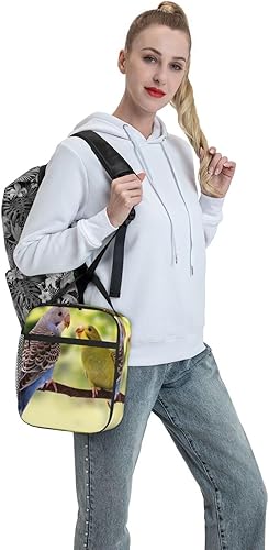 Miniatura 7 de Bolsa de almuerzo divertida con periquitos azules y verdes para mujeres y hombres, bolsa térmica aislada, lonchera portátil, impermeable, bolsa de