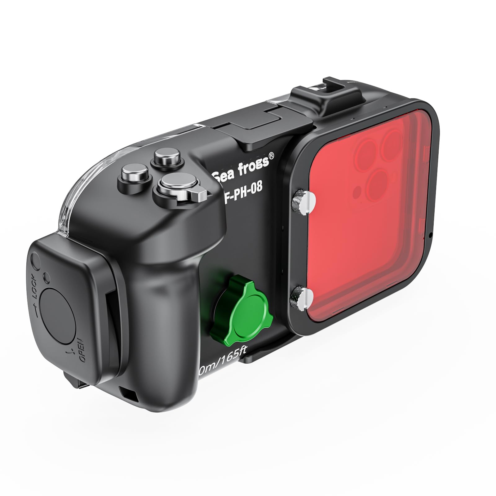 SF-PH-08 - Custodia impermeabile per telefono subacquea, universale, 50 m, con filtro rosso e controllo zoom Bluetooth, per la maggior parte degli smartphone, immersioni subacquee