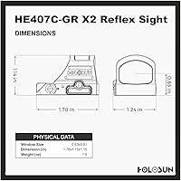 Vista 5 de HOLOSUN HE407C-GR X2 / HS407C X2 2 MOA Dot Open Reflex Sight - Durable Shake-Awake Solar Failsafe Parallax-Free Aluminum Pistol Sight for Full-Sized