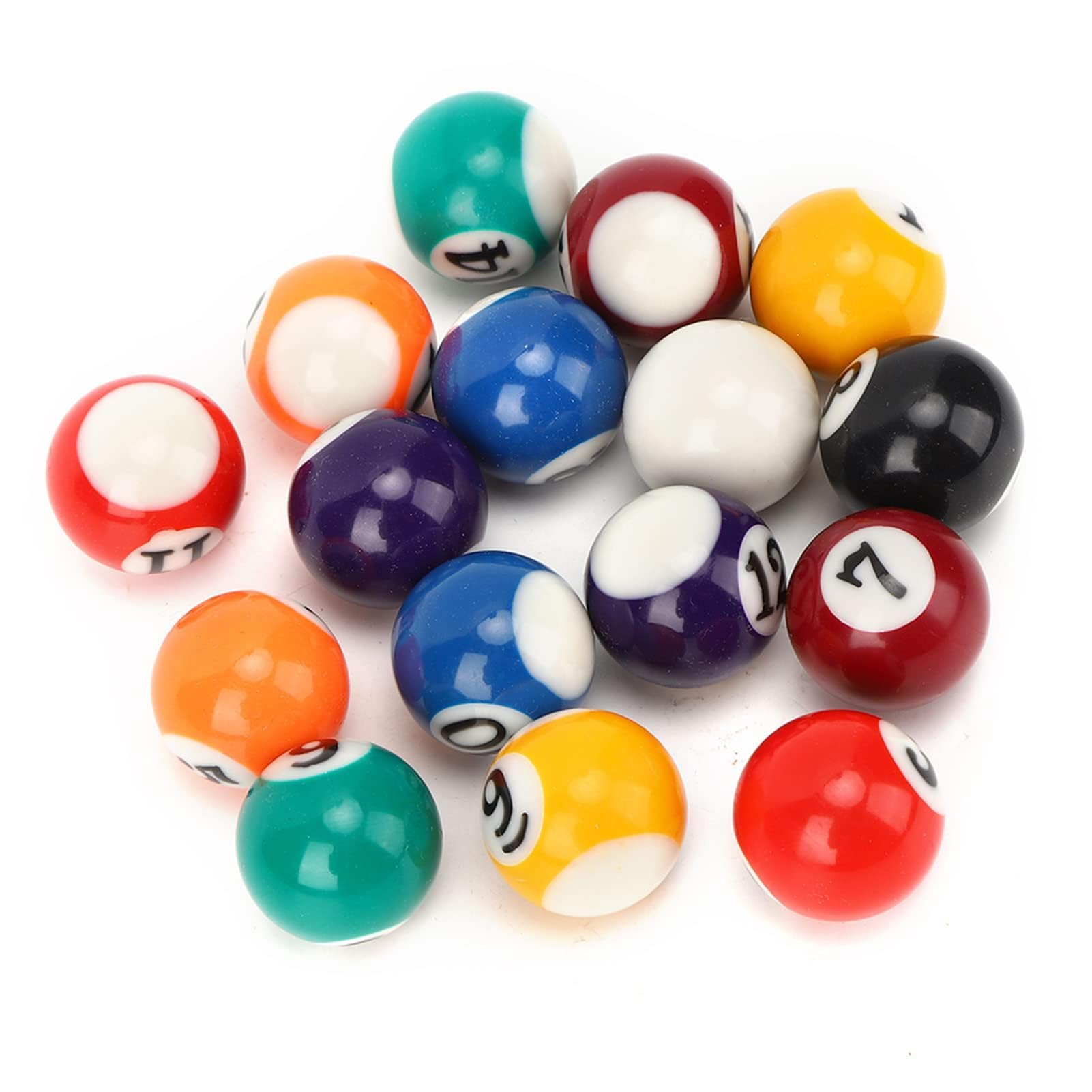 Set di 16 Palline da Biliardo in Resina, Mini Palline Numerate e Bianca per Giochi, Bar