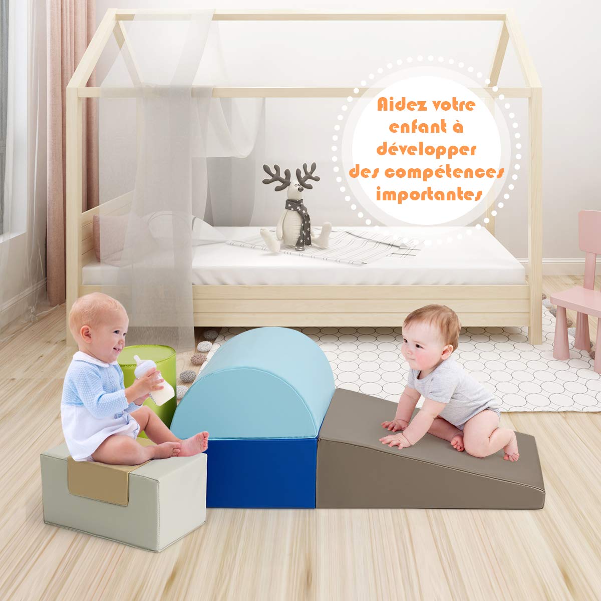 COSTWAY 6PCS Blocs de Construction en Mousse Fait en PU+EPE Colorée Jouets Educatifs pour Dvelopper Les Cpacités Mtrices des Enfants d'Âge Préscolaire, Bébés (Citron Vert)