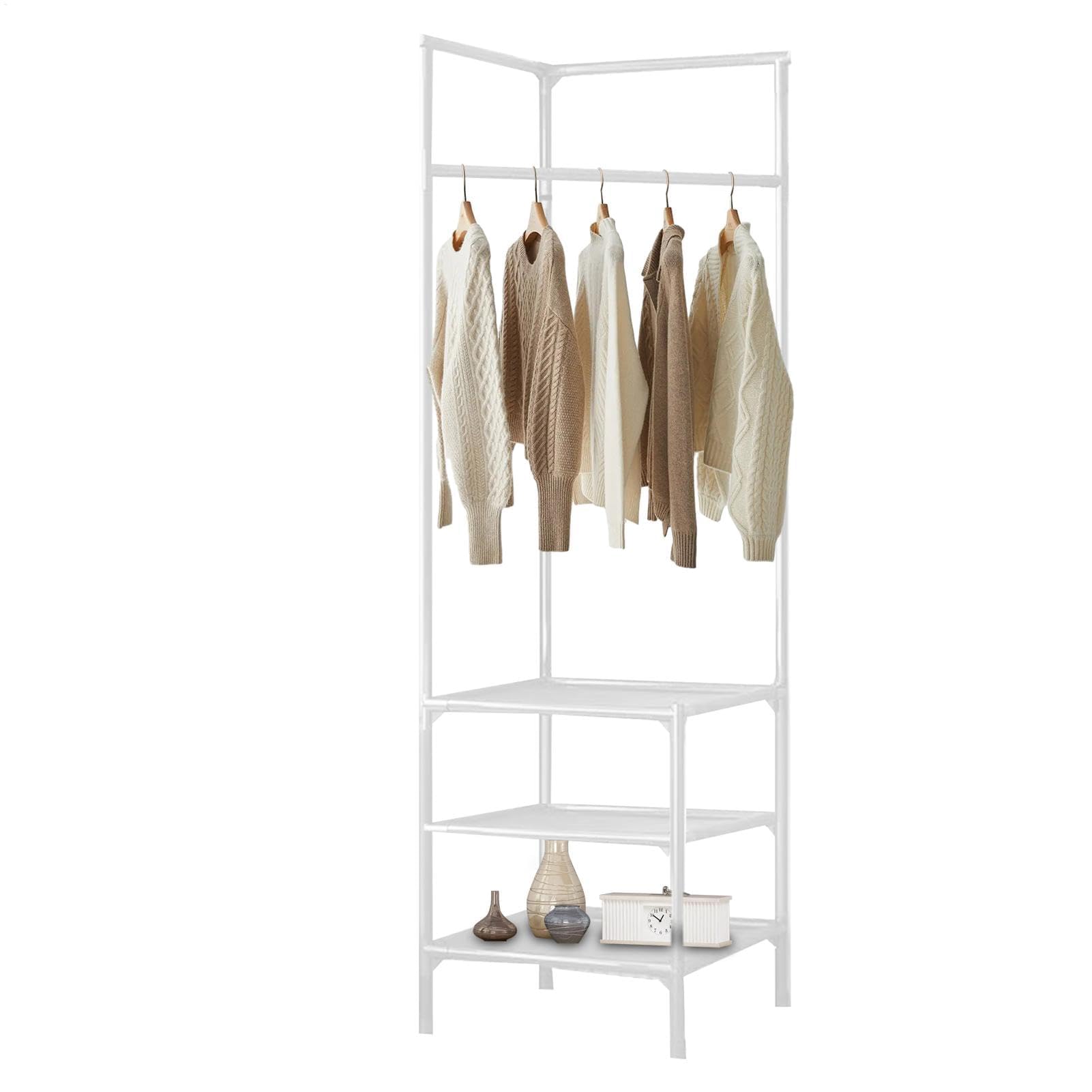 FGXHHS Corner Coat Rack Stand with Shoe Storage - Stylish Entryway Clothes for Small Spaces, Perfect Hallway, Laundry Room, Bedroom, and Living Room nization
