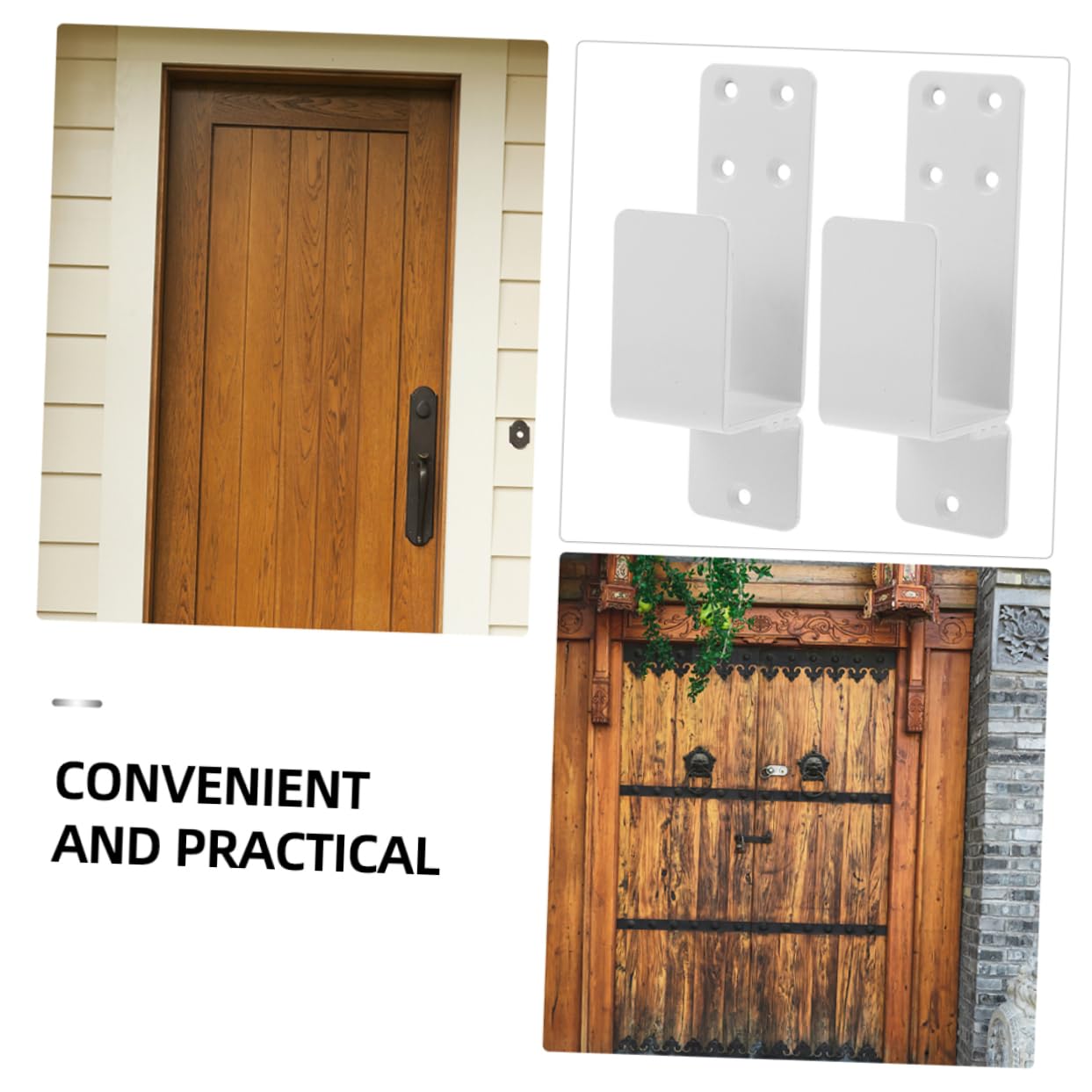 jojofuny Support de Barre de Sécurité en Acier pour Porte et Portail Blanc, Design Épaissi en U, Maintient Sécurisé, pour Porte de Garage Entrée
