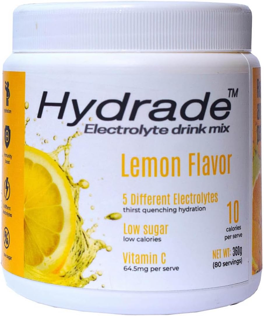 Hydrade Electrolyte Drink Powder (360gm) - Rapid Hydration - 80 servings - Lemon Flavour