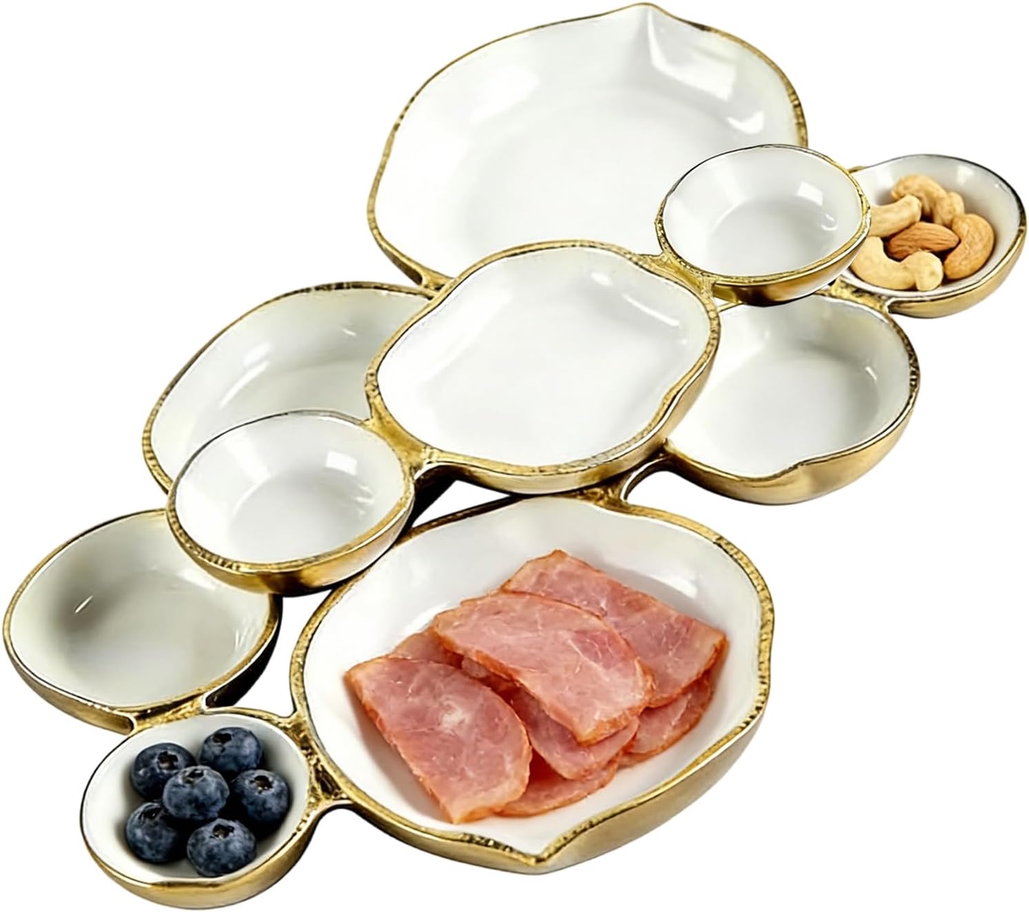Nine Piece Tray Set – Nine Compartment Platter, Cluster Snack Tray | Multi Functional Banquet Centerpiece, Elegant Serving Dish for Parties Appetizers Nuts Fruits and Entertaining Use
