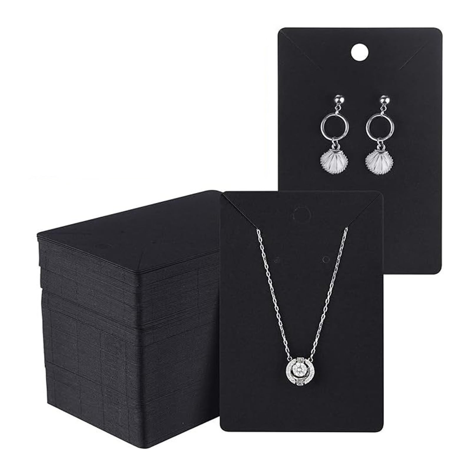EDvkrgqx Earrings Necklace Display Cards, Earring Cards 6x9cm 500pcs Multicolor Display for Stud and Dangle Earrings Jewelry Pack(Black)