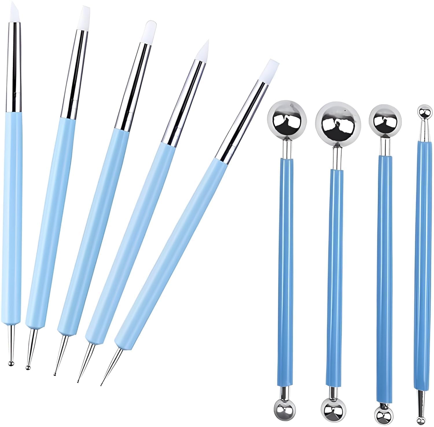 53 Arts Pottery Tool 9-Piece Clay Sculpting Kit – Ceramic Modelling Tools with Silicone Pens & Ball Tools for Pottery Ceramic DIY Art & Craft-image-7