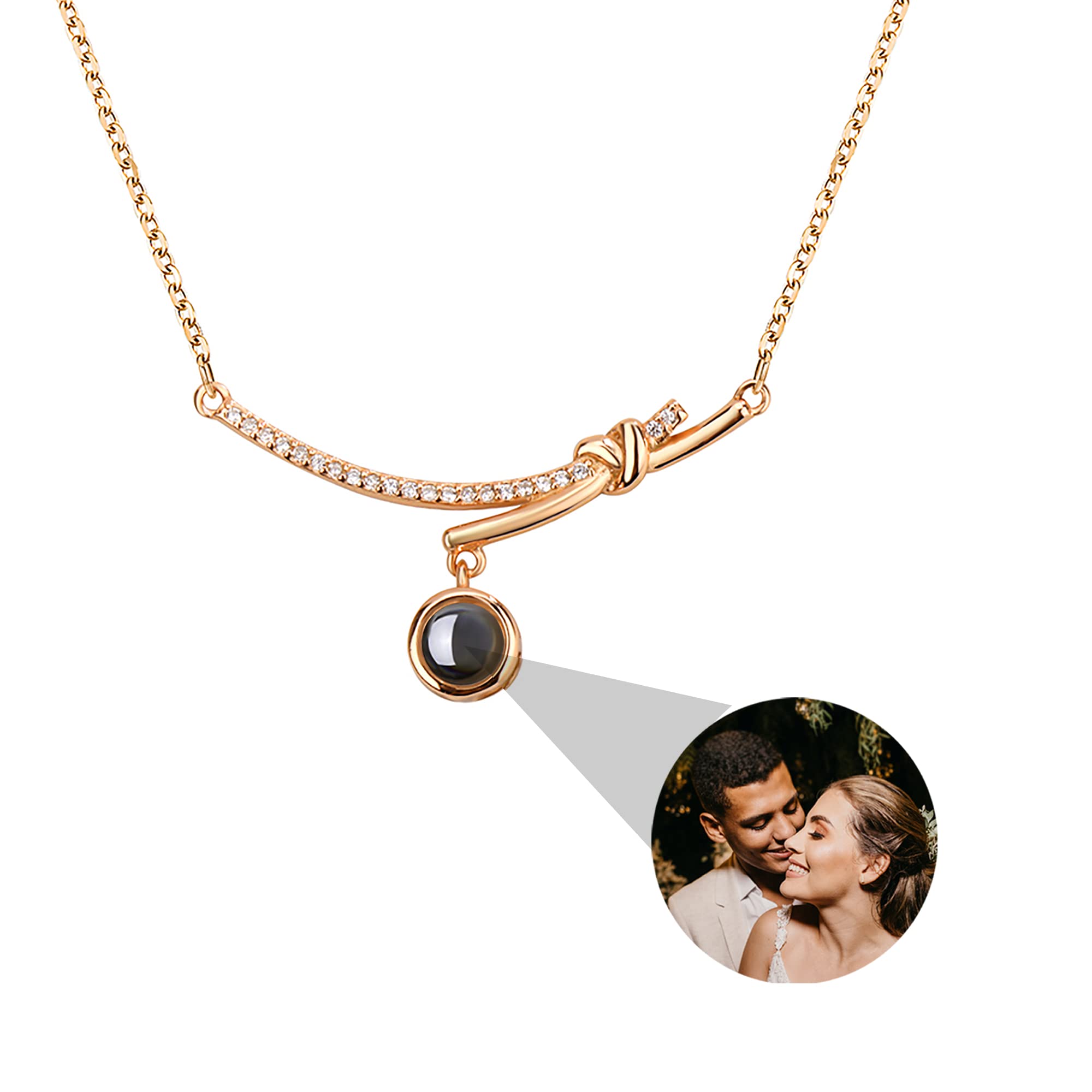 Collar de Barra Minimalista Photo Proyección Collar Colgante de Arco 925 Joyería de Plata esterlina Anniversary Friendship For Women