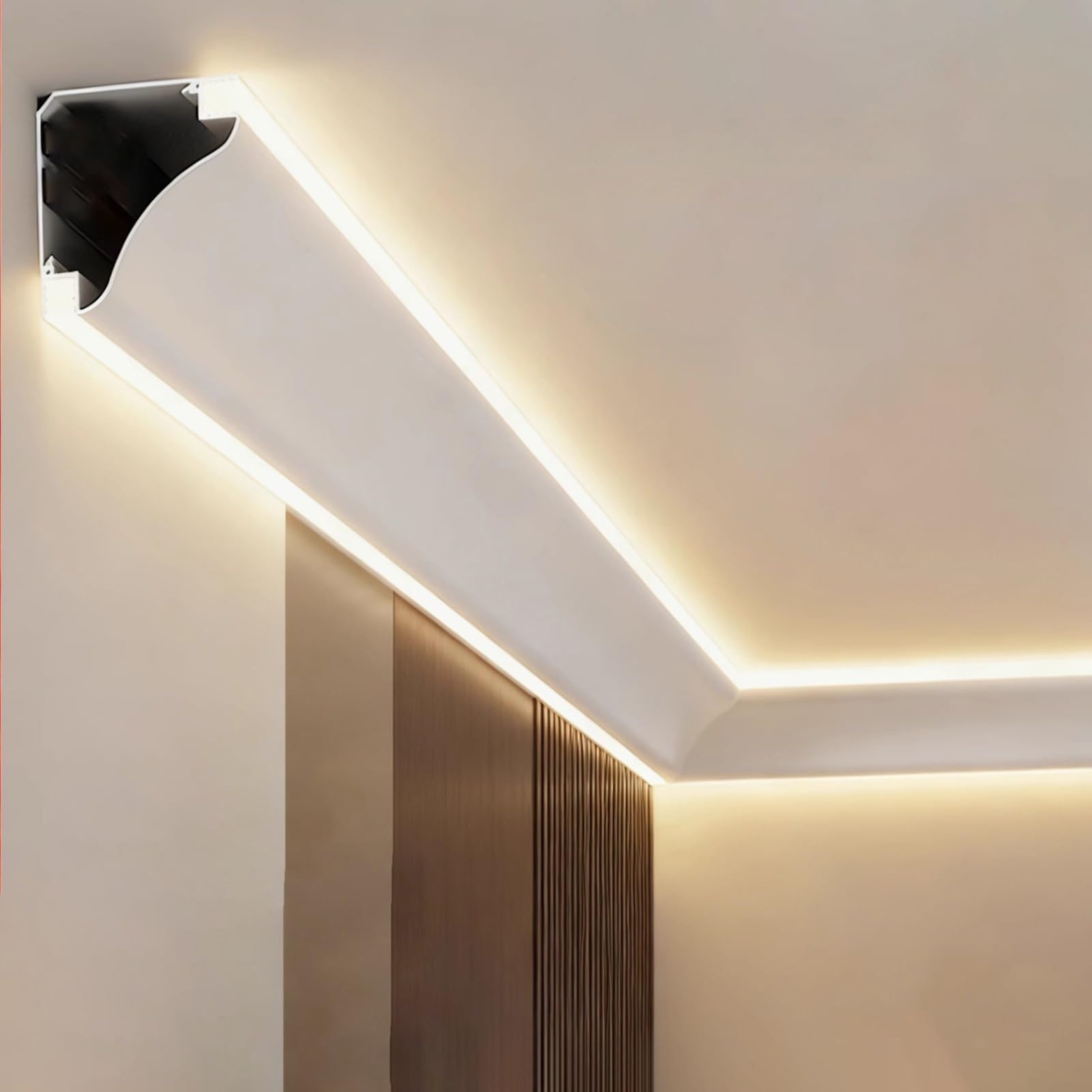 Profili per Strisce LED Canale di Illuminazione a LED per Cornici a Corona per Bordo Parete e Soffitto, Diffusore di Illuminazione Indiretta a LED, Canale Lineare in Alluminio(22m/72ft)