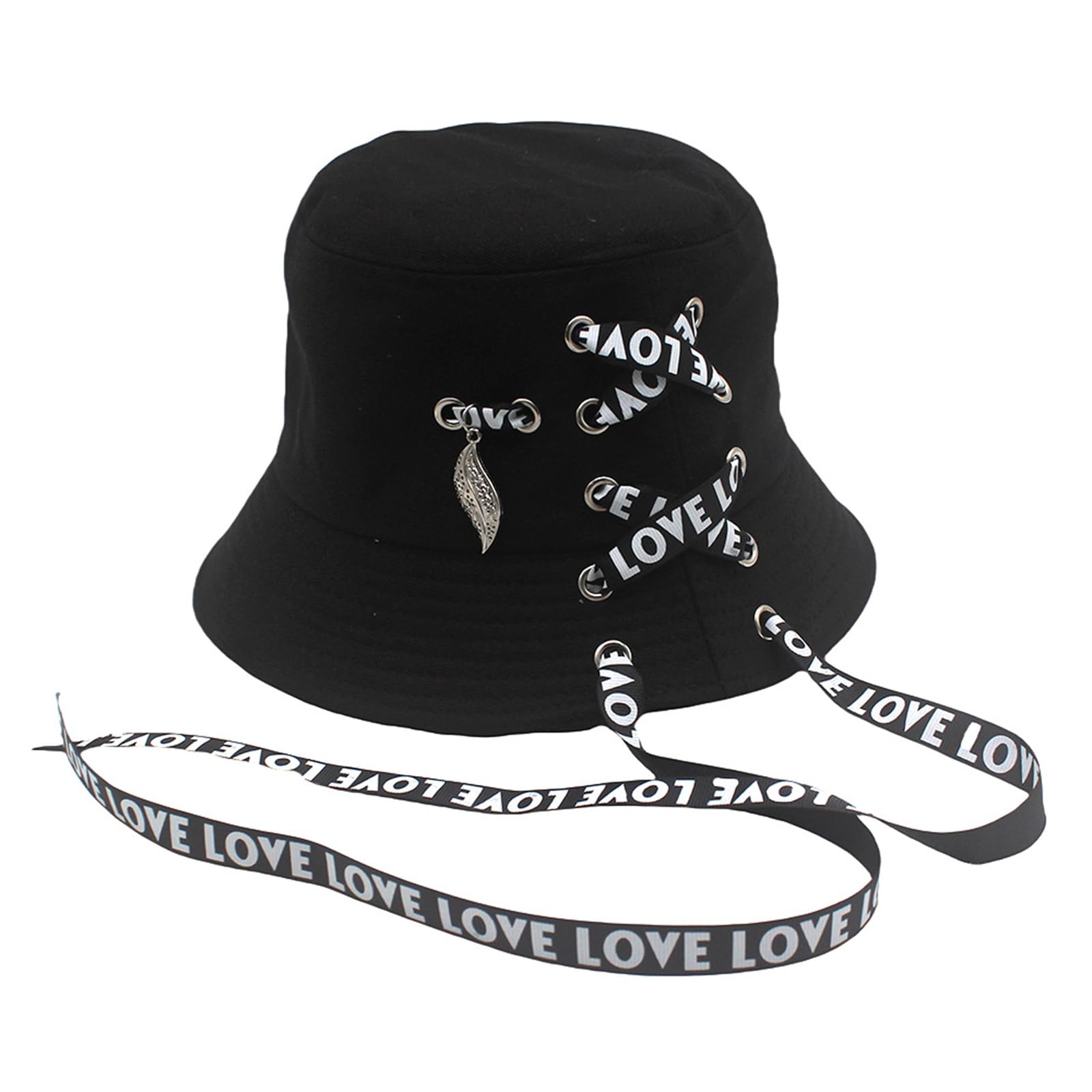 MICFENY Foldable Fisherman Hat with Ribbon Decors Soft Cotton Bucket Hat for Travel Beach Hiking Casual Wear Adult Headwear