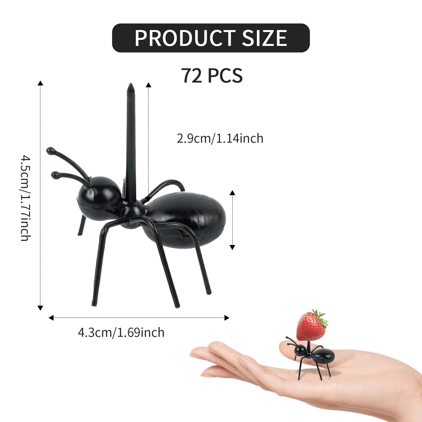 OOTSR 24pcs Pics à Cocktail Fourchettes à Dessert Fourchettes à Gâteaux Pics Apéritif Fruits (Fourmi Noir