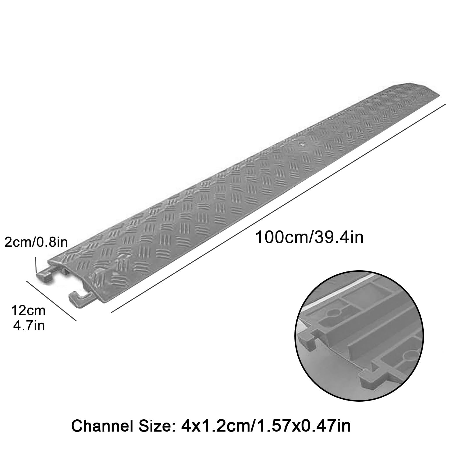 4 Pieza Pasacables de Suelo de PVC de 1 Canal, Protector de Cable de Manguera de Entrada para Rampa de Entrada, Protector de Cable Cubierta Protectora Cable Cover(Black,100x12x2cm)