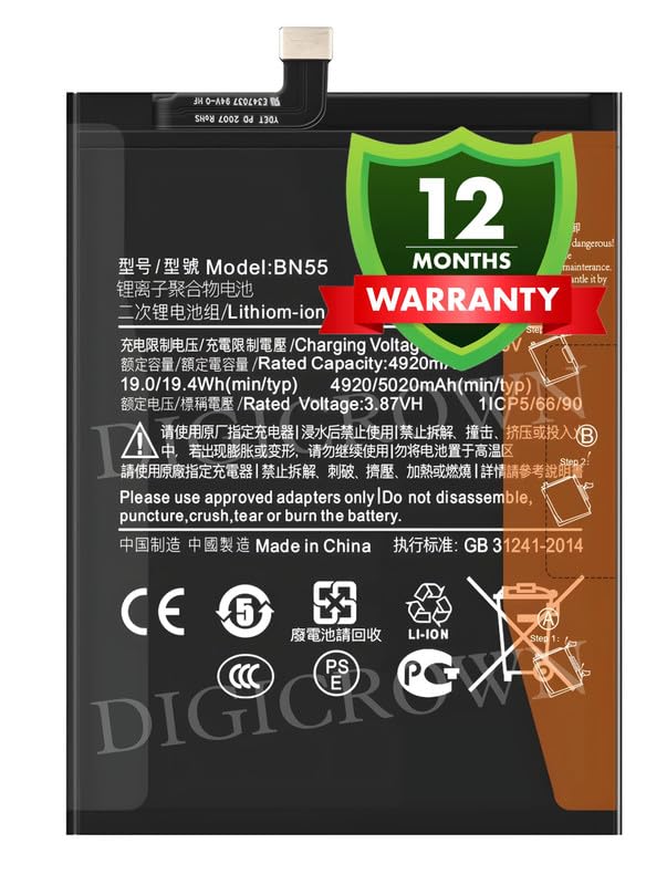 Image of Original BN55 Battery Compatible for Xiaomi Redmi Note 9S - (5020mAh) - 1 Year Warranty DF7