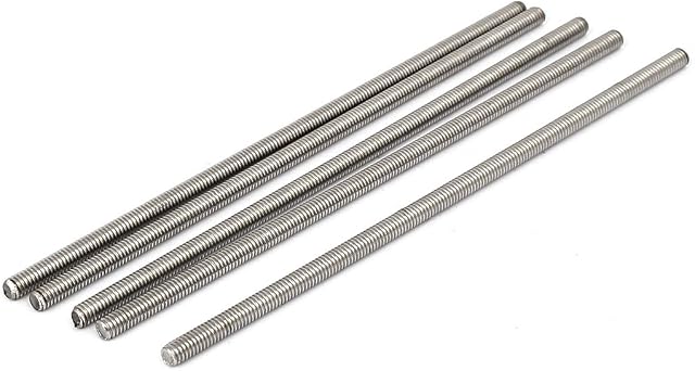 sourcingmap M4 x 120mm 304 Stainless Steel Fully Threaded Rod Bar Studs Silver Tone 5 Pcs