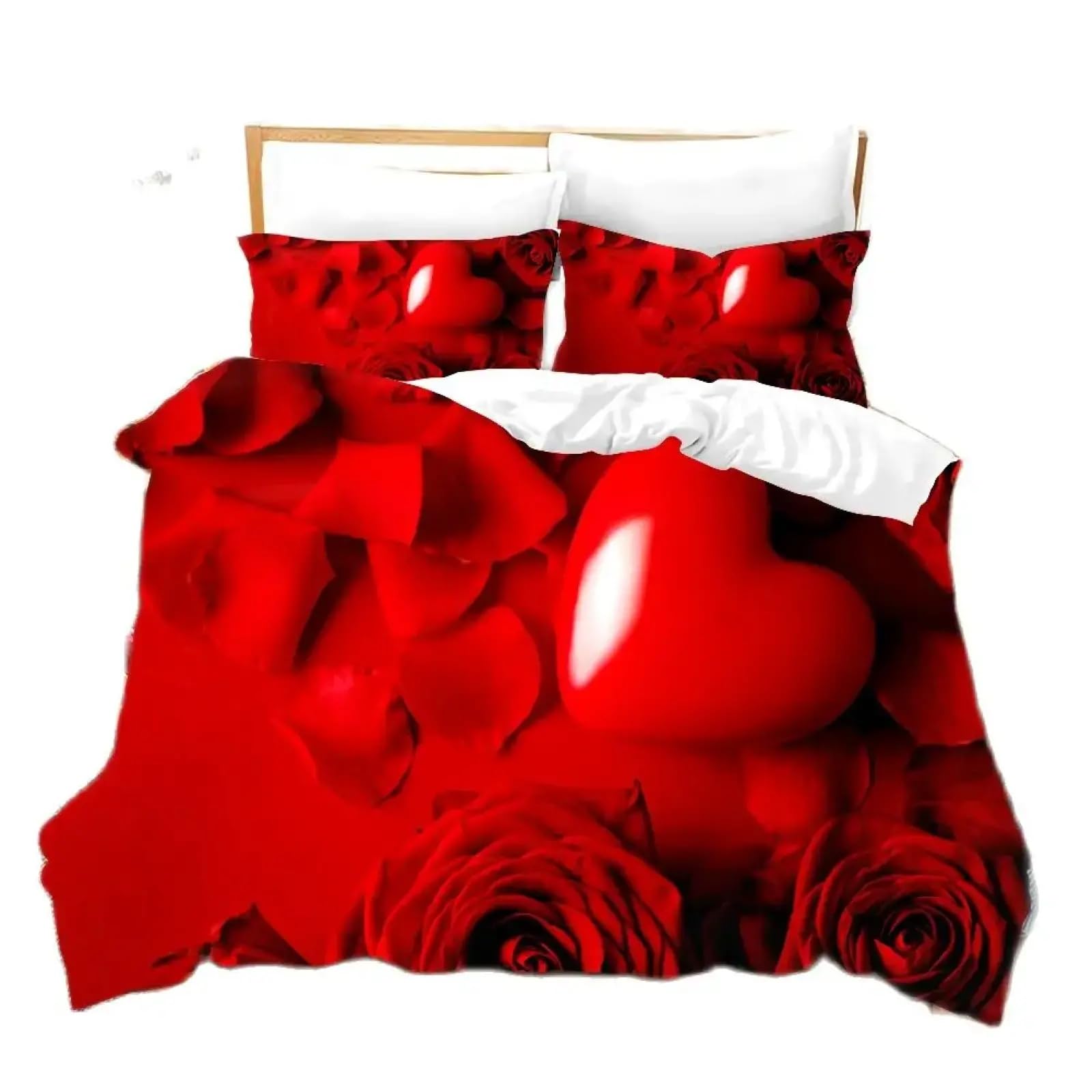 Parure de lit 3 pièces fleurie avec housse de couette XL motif cœur pour chambre parentale