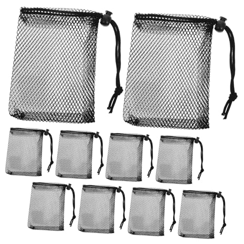 CLISPEED 10 Stück Teiliges Schwarze Kleine Netzbeutel mit Kordelzug Multifunktionale Drawstring Bags für Sport Gym Tennis Golfbälle Vielseitige Aufbewahrungstaschen