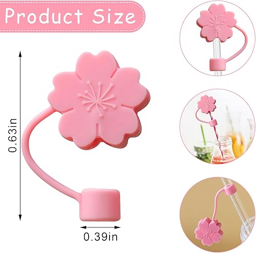 Miniatura 2 de 20 tapas de popote reutilizables de silicona para popotes, tapas para popotes de 6 a 0.315in (no incluye popote), estilo 1