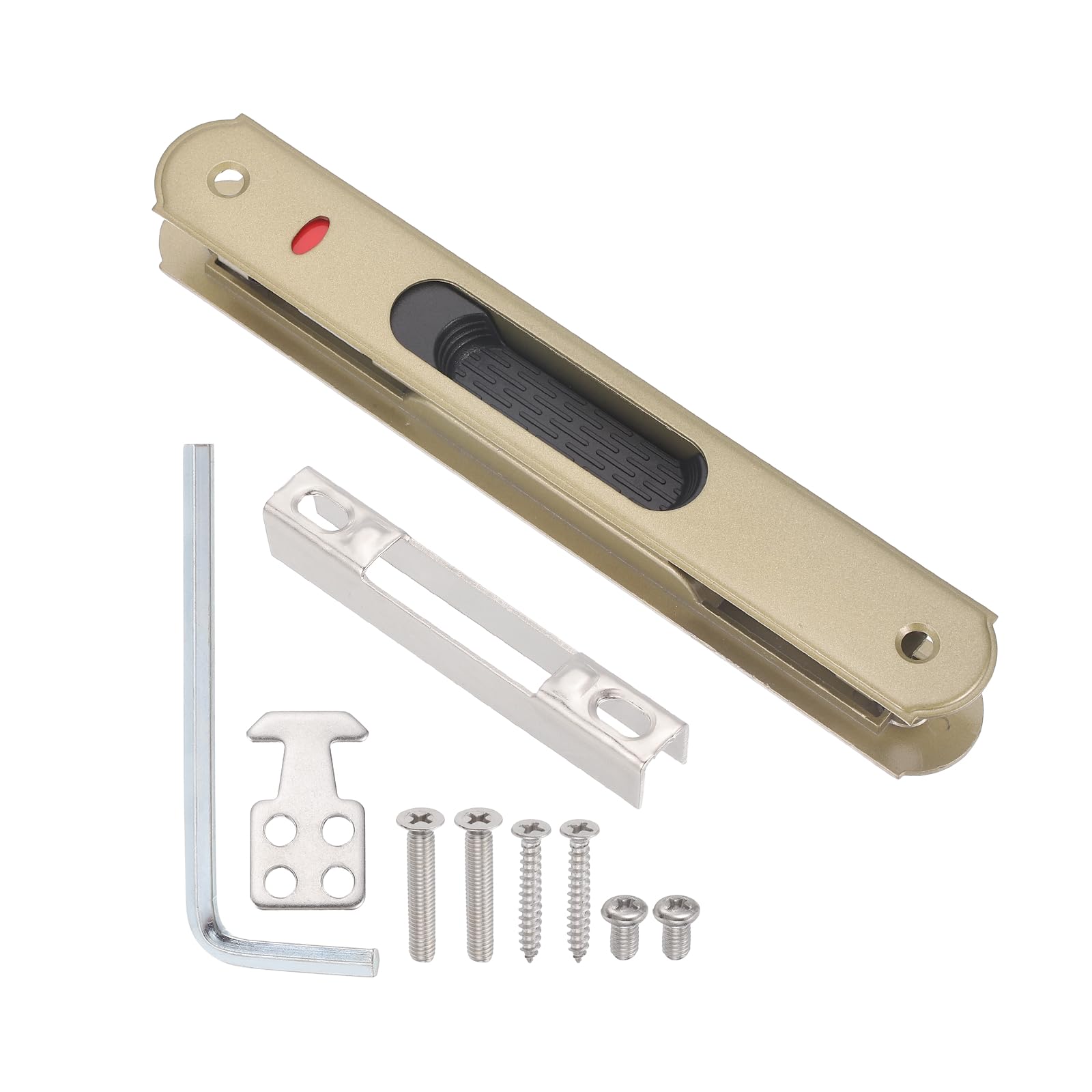 PATIKIL Sliding Door Double Sided Hook Lock (Fit 0.98"-1.1" Thick, Golden), Flush Mount Sliding Glass Door Lock, Suit for Kitchen/Bathroom/Balcony Aluminum Doors Windows โ image 1