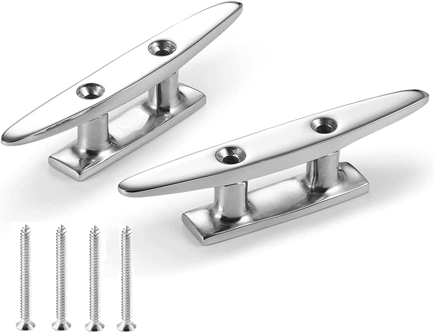 2Pcs Marine Boat Cleat, 316 Stainless Steel Heavy Duty Cleat, Stylish Mooring Bollard Cleat, Siamese Fixed Bollard, for Boats Accessories Dock Mooring