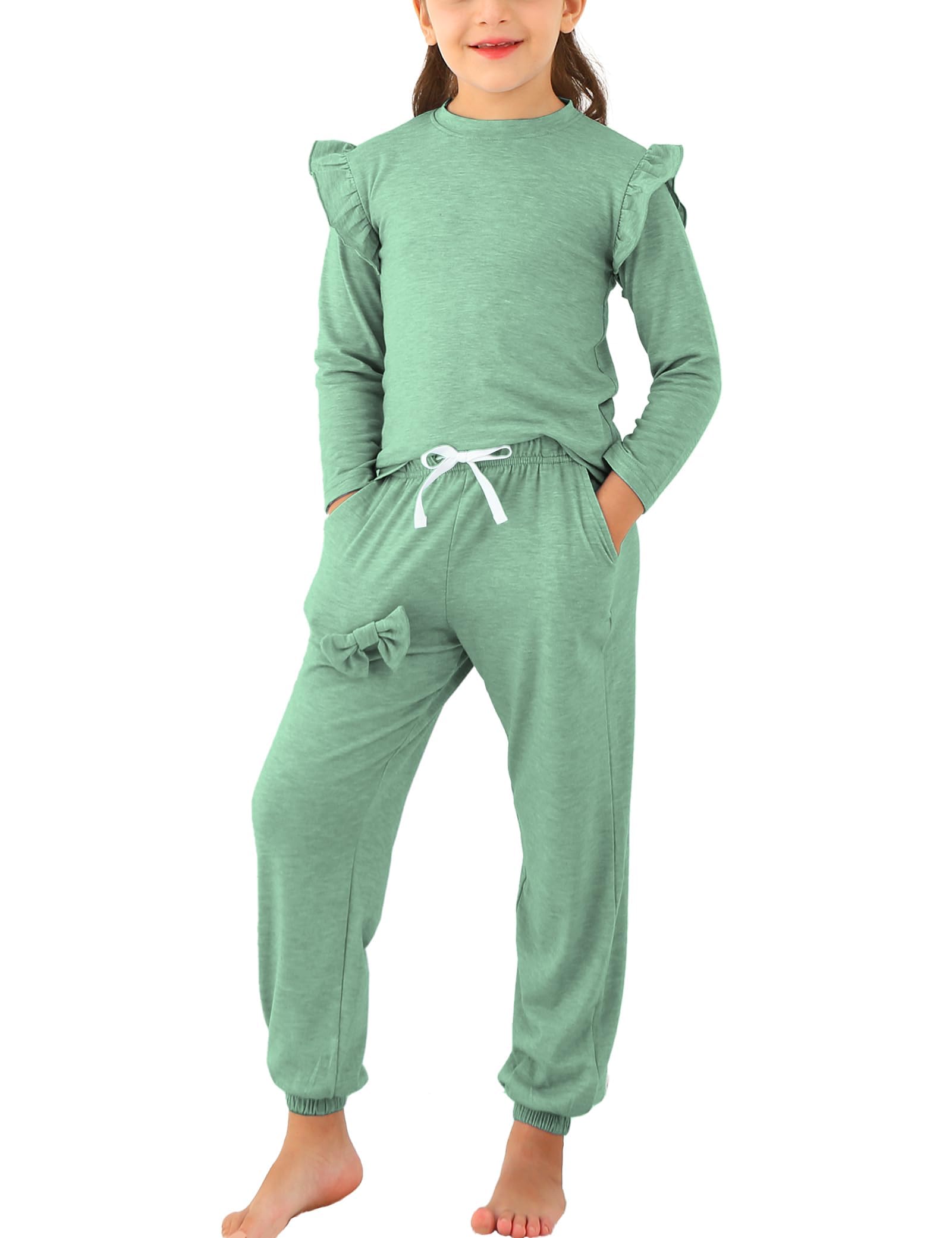 Jimonda Cotton Kids Outfit Girls Sweatsuit Set Solid Tracksuit 2PC